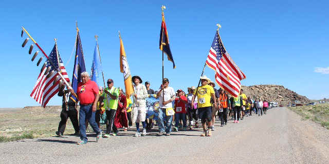American Indians left their western tribal communities on foot to gather at the Four Corners Monument in an effort to raise awareness of health disparities. Photo Credit: Courtesy of the Indian Health Service (IHS).