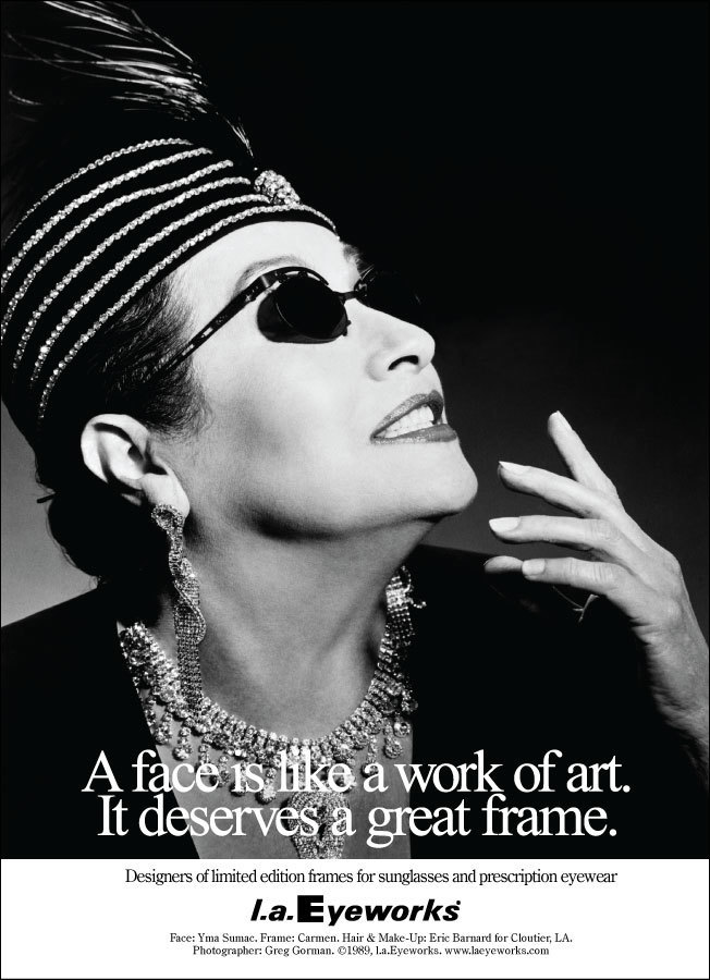 Yma Sumac's ad for l.a.Eyeworks in the 1980s.