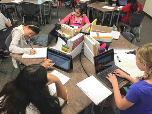 Sixth-grade students at Portola Springs Elementary School in Irvine works on their Chromebook during a math class on Sept. 14, 2017. (Tomoya Shimura, Orange County Register/SCNG)